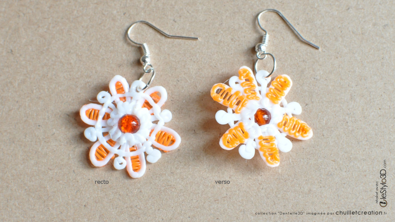 Bijoux lotx3 f01 orange 02 boucles oreilles